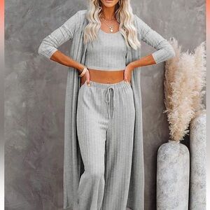 Elegant Gray Women's Long Sleeve Cardigan